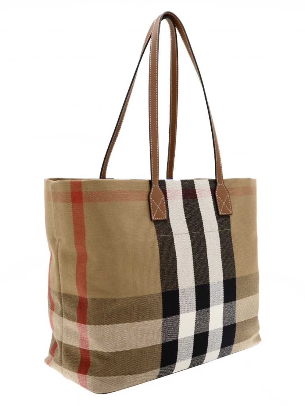 Burberry London Tote Check Taupe Brown Canvas New - Picture 2 of 7